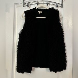 Eyeshadow soft vest Women L Faux Fur Black Open Front Sleeveless whimsigoth cozy